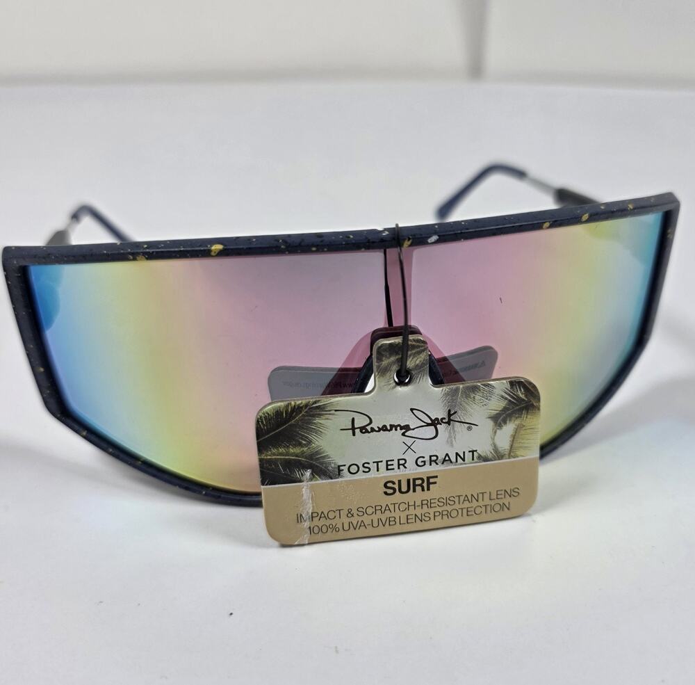 Foster Grant Panama Jack Shield Sunglasses Rainbow Mirror Visor Sport Surf NWT